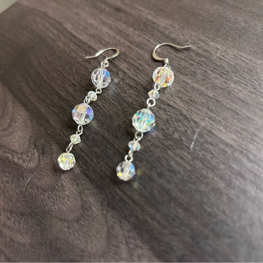 Iridescent crystal bubble dangle earrings